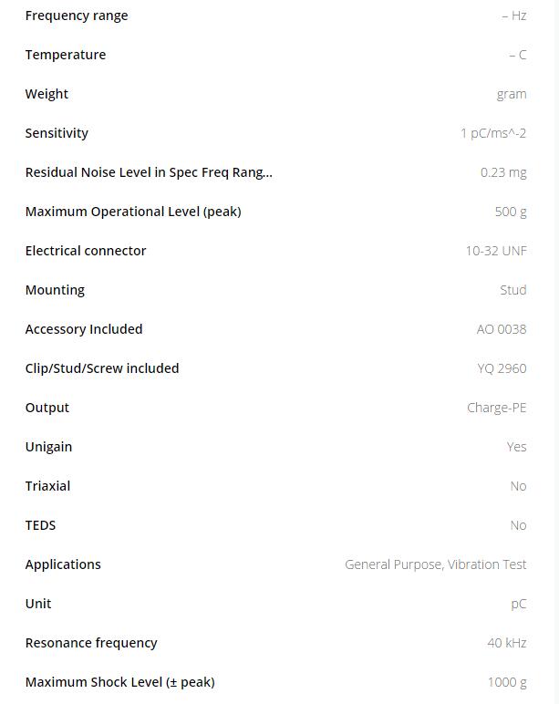 BK壓電式三軸向電荷型加速度傳感器4321技術(shù)參數(shù)