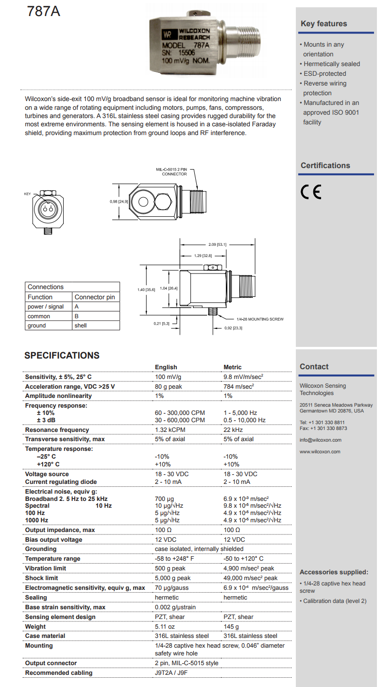 美捷特威爾康森標準加速振動計技術(shù)參數(shù)