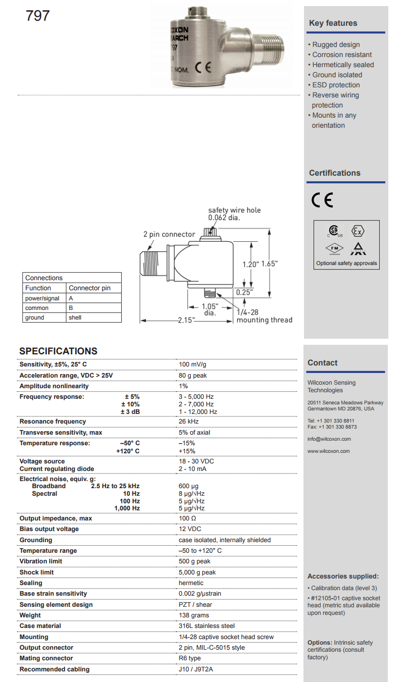 威爾康森高端加速振動計797型