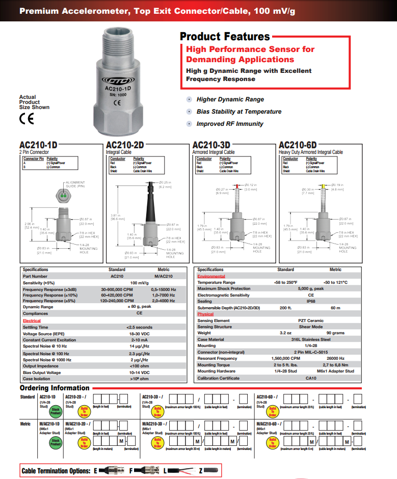 CTC標(biāo)準(zhǔn)尺寸高級(jí)加速度振動(dòng)計(jì)AC210 技術(shù)參數(shù)
