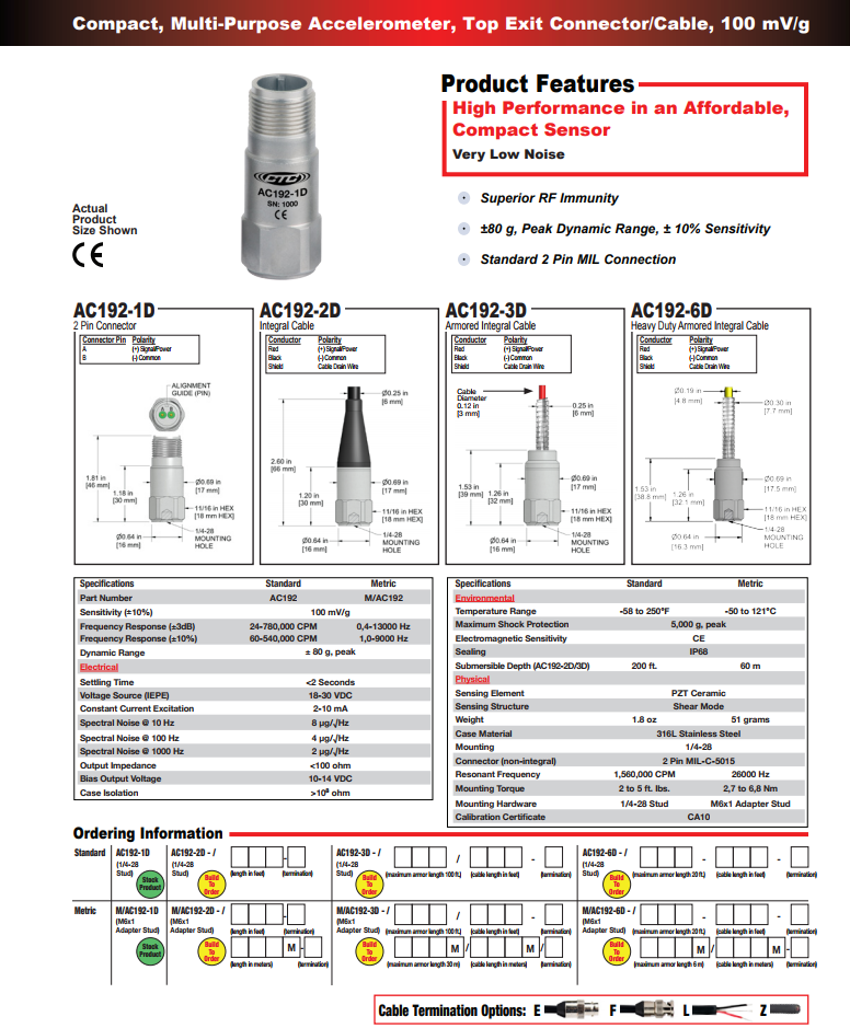 CTC緊湊型多功能加速度振動計AC192 技術(shù)參數(shù)