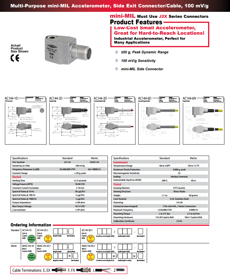 CTC小型加速度振動計AC144技術(shù)參數(shù)