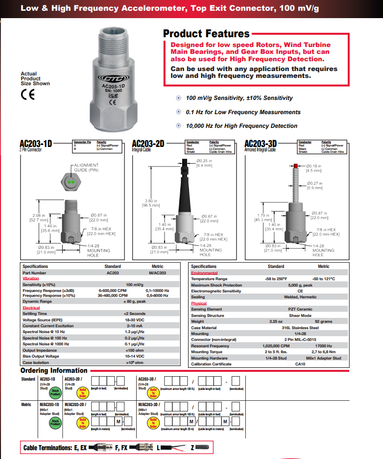 CTC低頻加速度振動(dòng)計(jì)AC203技術(shù)參數(shù)