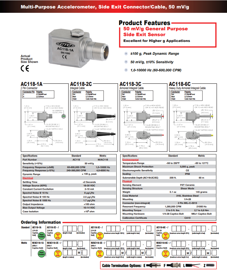 CTC 多用途加速度振動(dòng)計(jì)AC118技術(shù)參數(shù)
