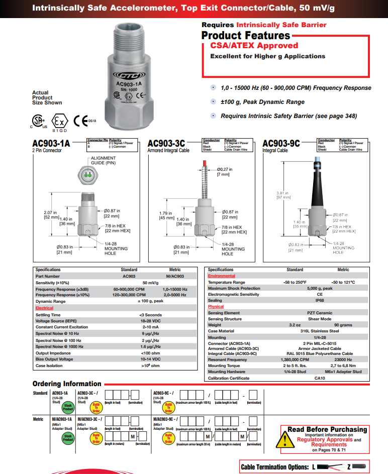  CTC本質(zhì)安全加速度振動傳感器AC903技術(shù)參數(shù)